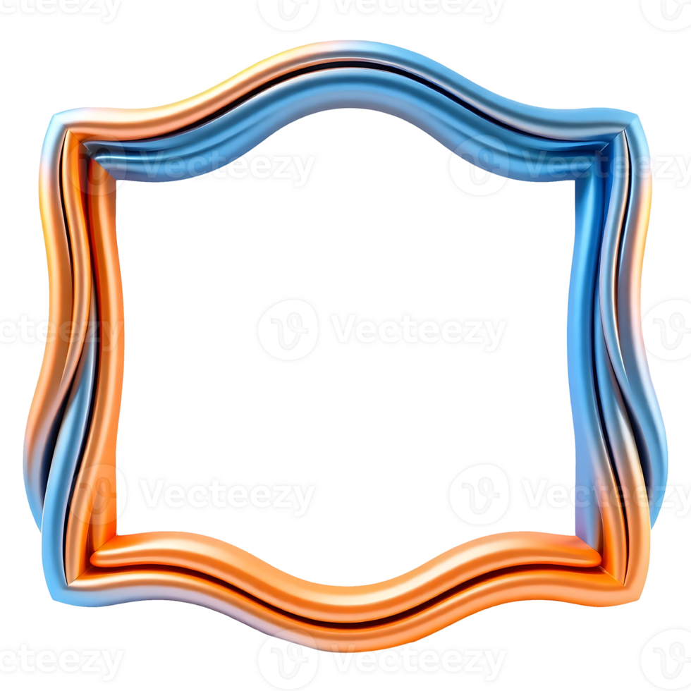 an orange and blue frame with a curved shape png
