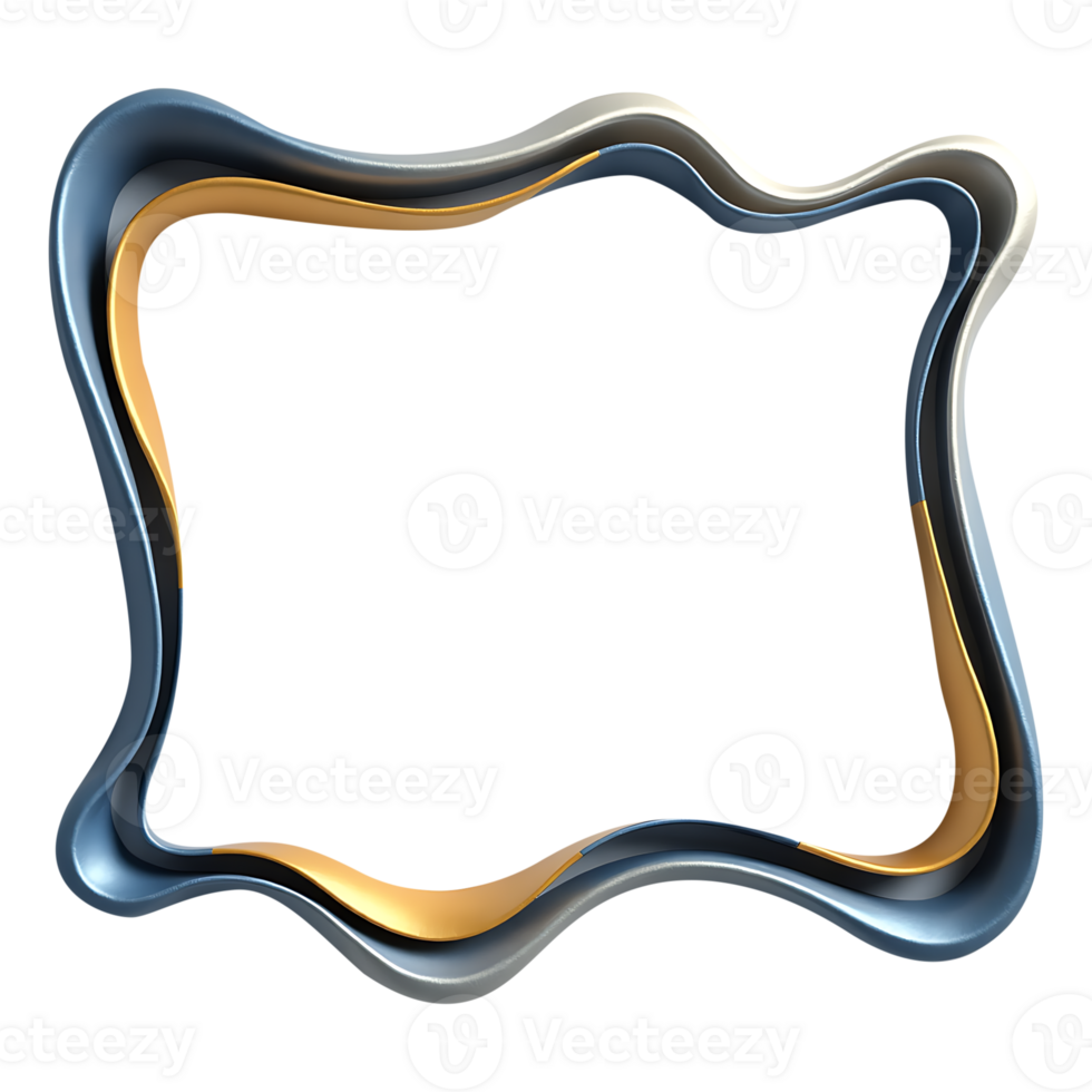 a blue and gold frame with a curved shape png