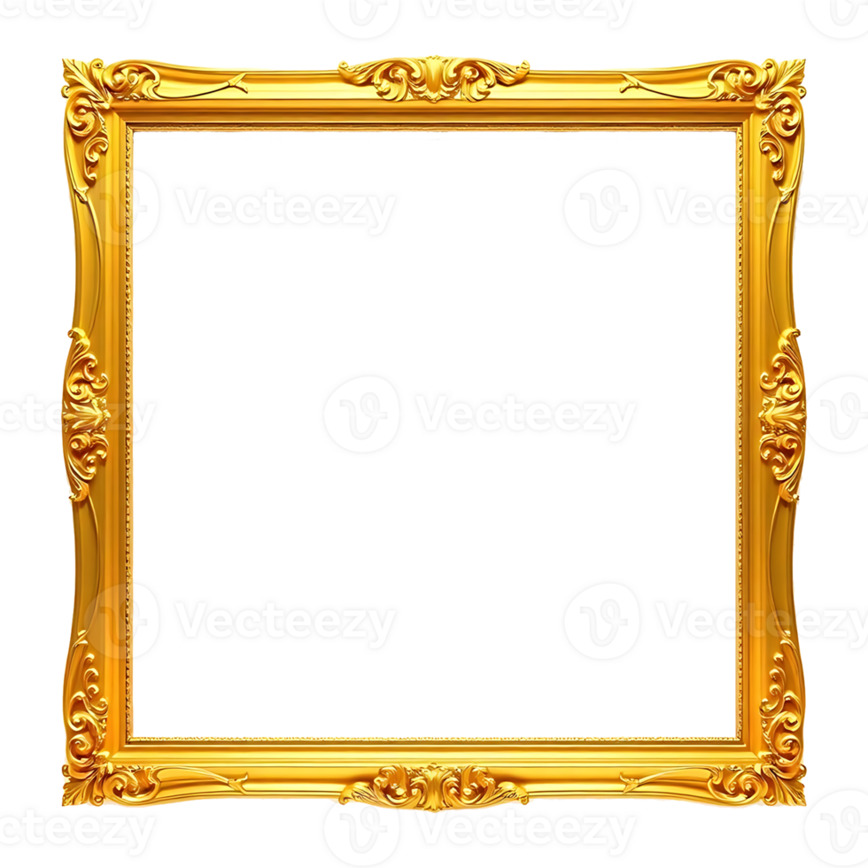 Golden frame photo on transparent background png
