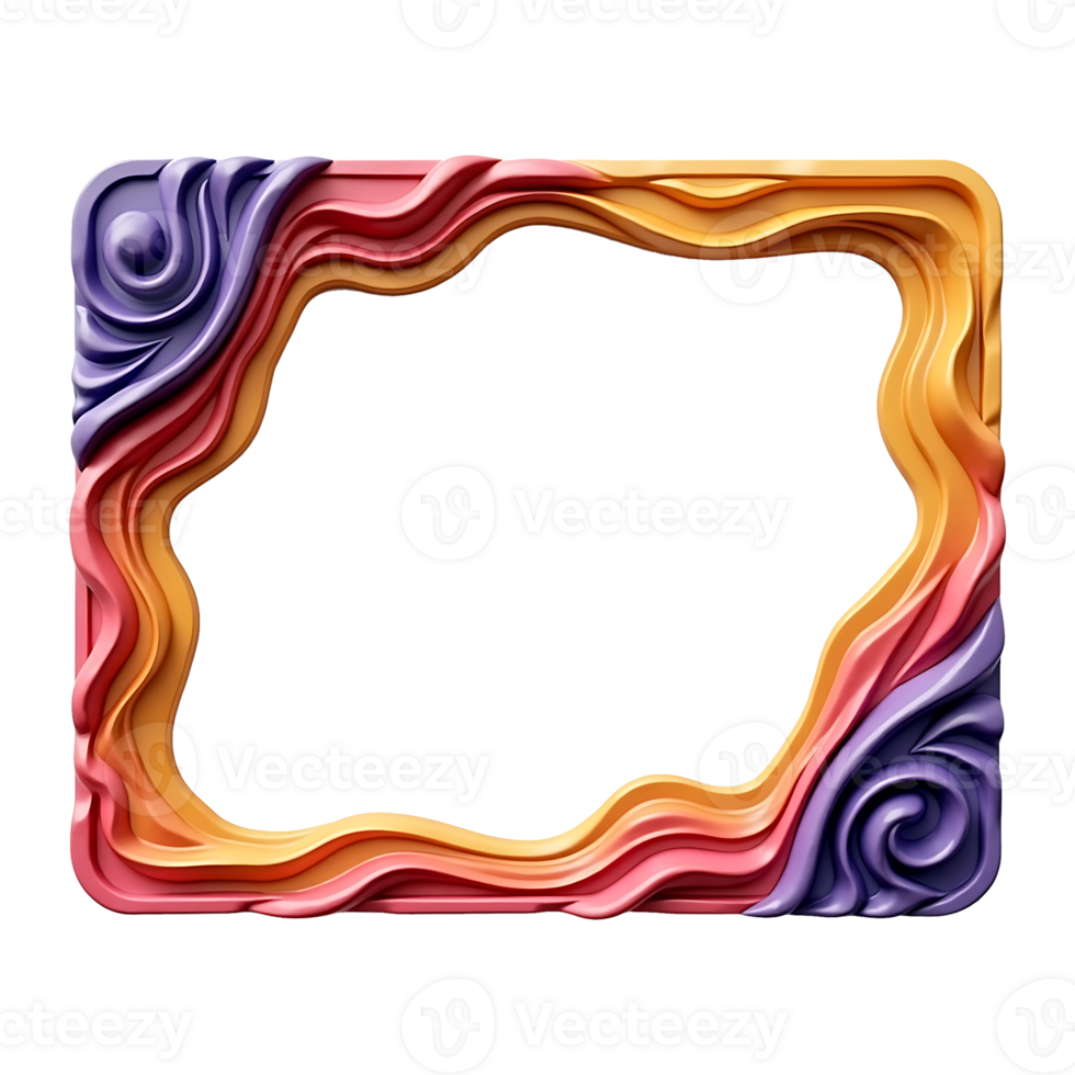 colorful abstract frame with swirls on transparent background png