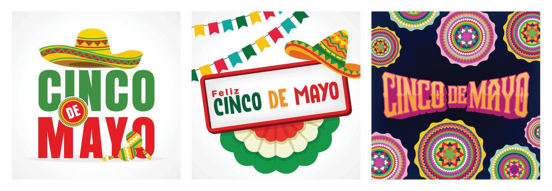 Cinco de Mayo party with paper flags and sombreros. Federal holidays in Mexico. A group of teachers from various disciplines gathered together. vector