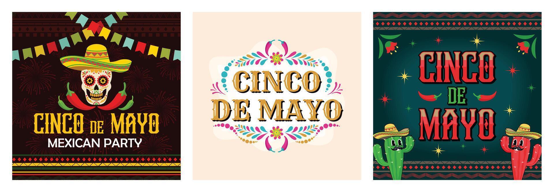 Cinco de Mayo celebration with flowers and red peppers. Cinco de mayo concept. vector