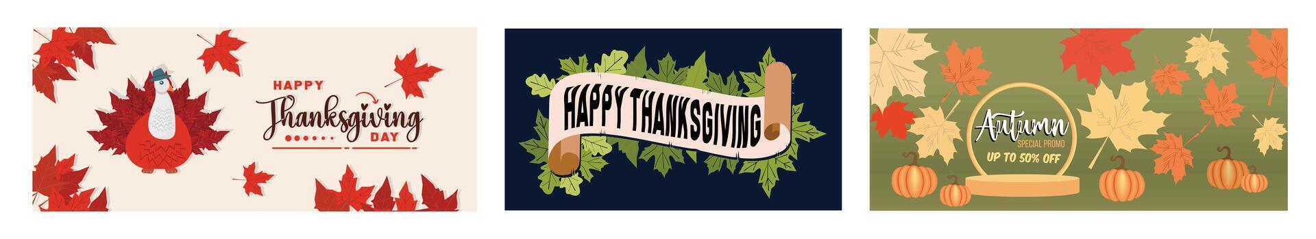 Thanksgiving celebration with turkey and fall leaves. vector