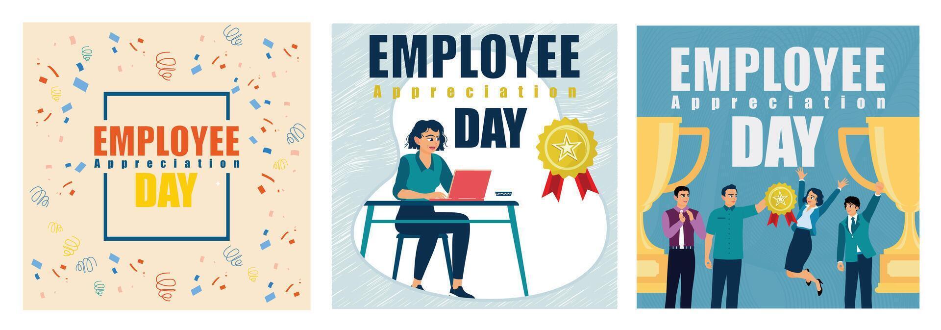 Celebrating Employee Appreciation Day with festive and motivational themes. vector