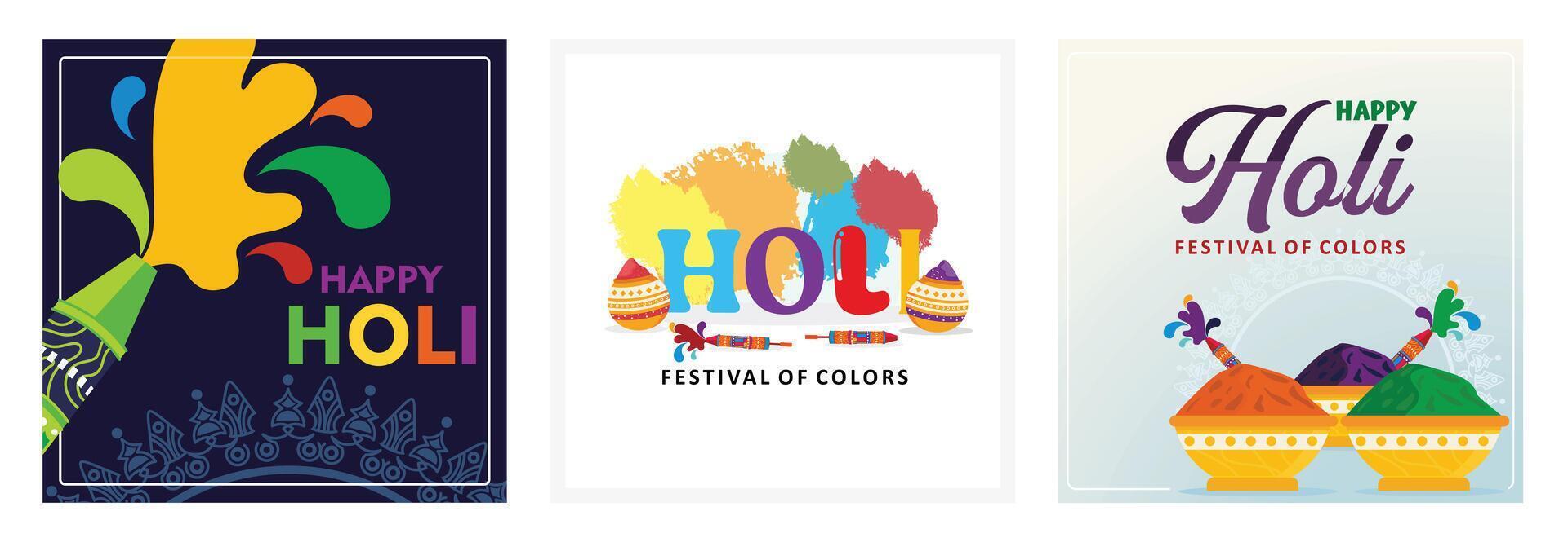 Celebration of the festival of colors in India with pichkari and colorful powder. vector