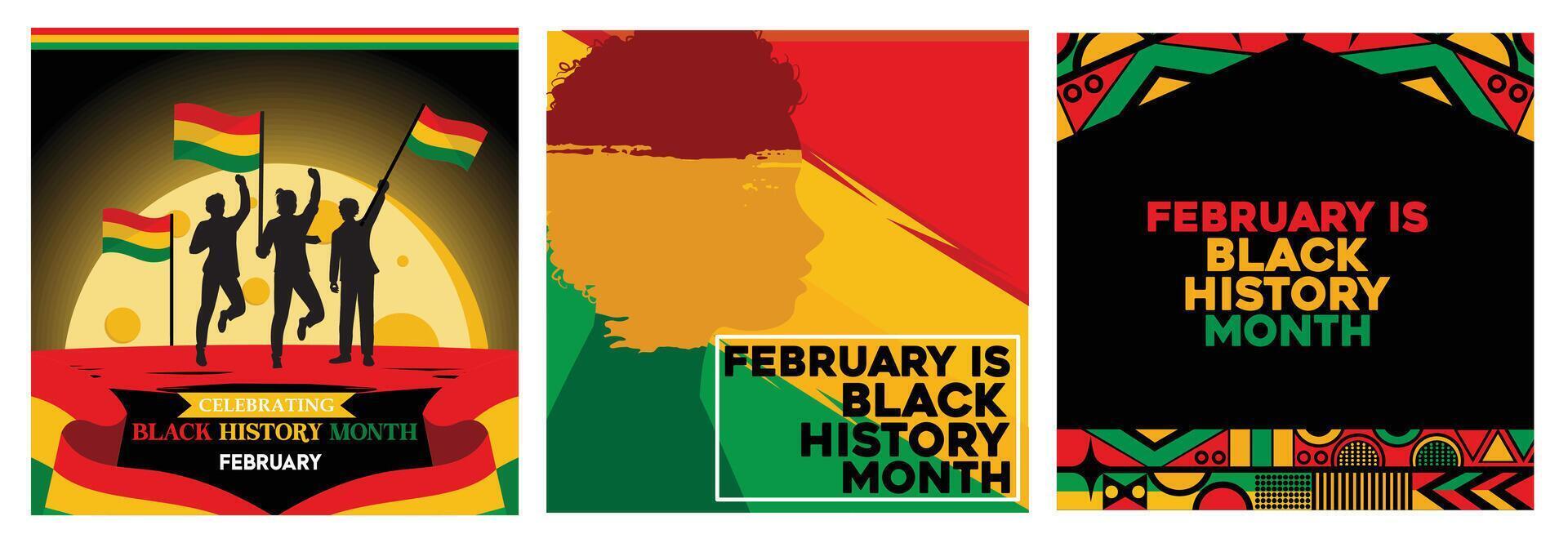 Celebrating Black History Month in February with vibrant colors. vector
