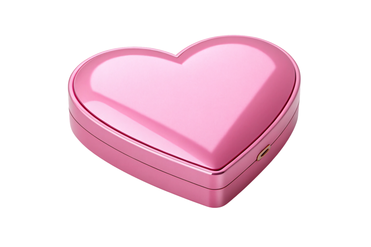 Smooth shiny pink heart-shaped box with a subtle metallic sheen and compact golden lock. Sophisticated and playful with a luxurious appearance png