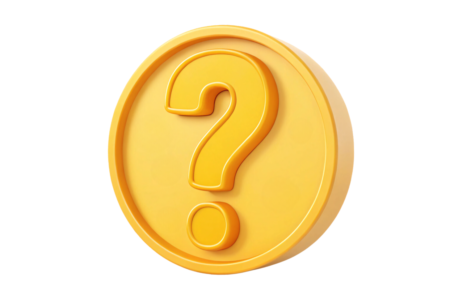 A golden question mark encased within a yellow circular border, signifying an elegant and premium representation of inquiry or guidance png