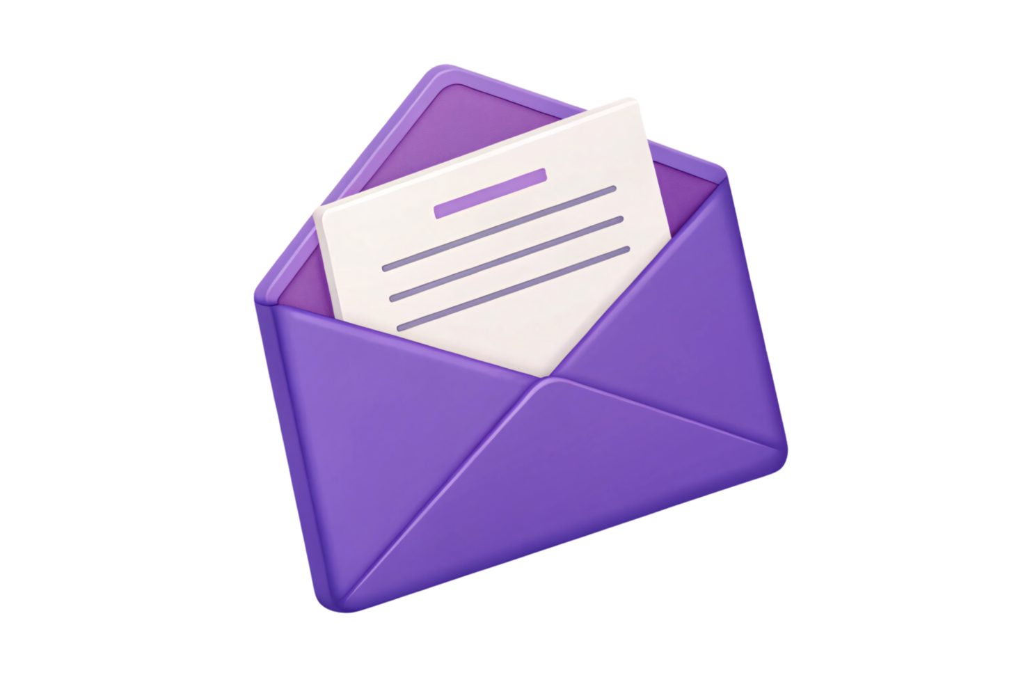 A purple envelope with a slightly different angle, showcasing the enclosed letter's neat alignment and the vibrant envelope design png