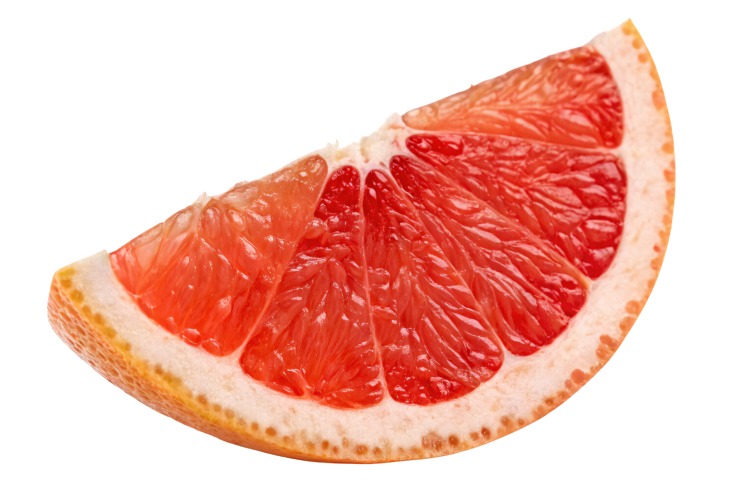 A close-up of a grapefruit slice with glossy, juicy red flesh. The texture and colors convey tangy flavor and natural vitality png