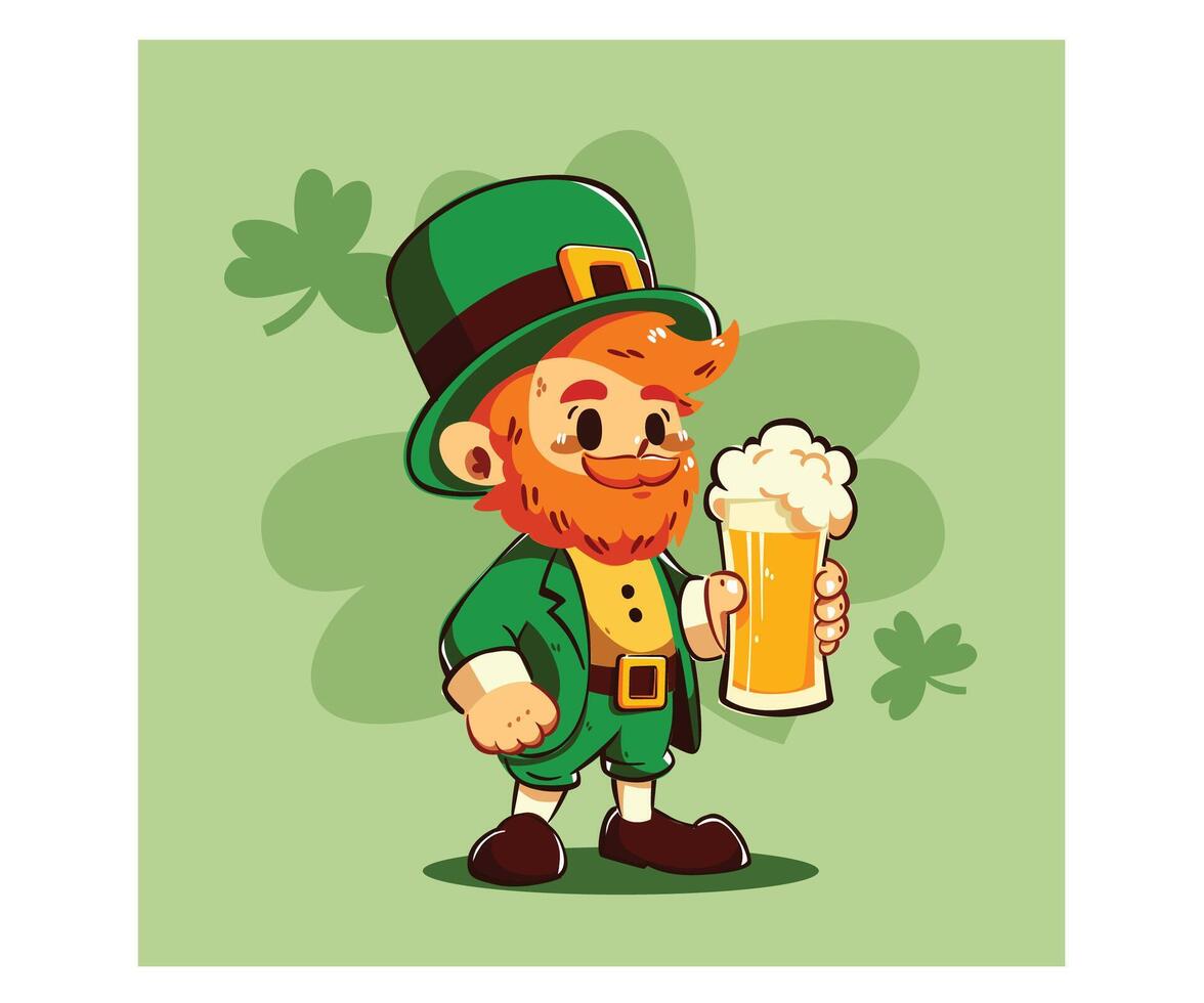 Hand Drawn Leprechaun St. Patricks Day Background Illustration vector