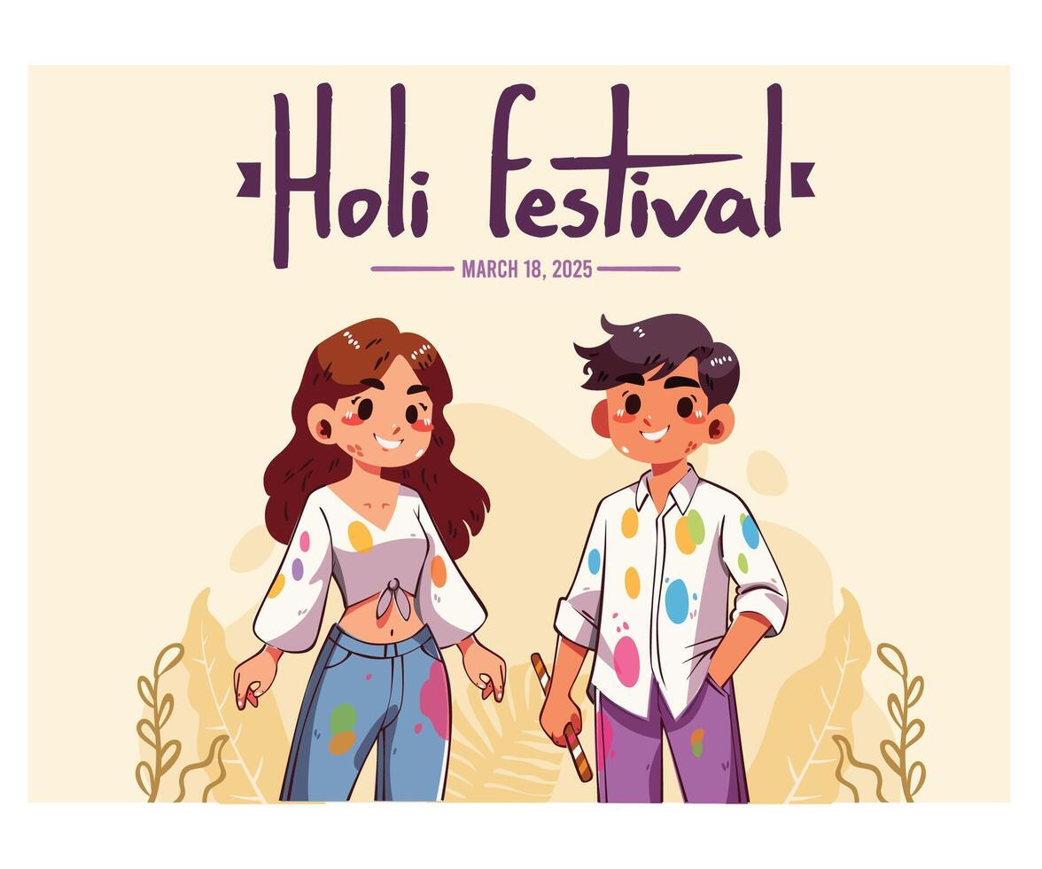 Vibrant Holi Festival Celebration Illustration vector