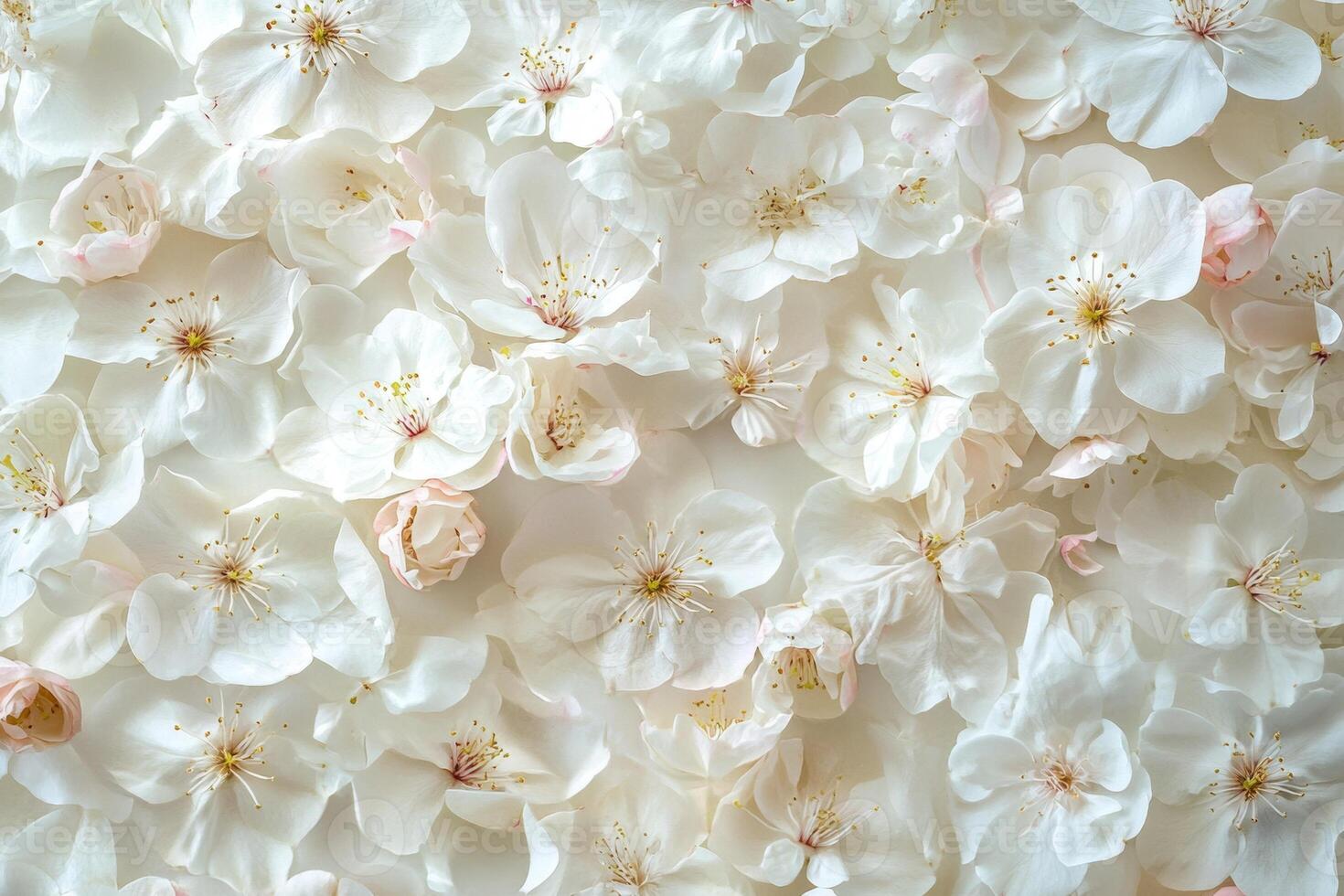 White Cherry Blossoms, Elegant Floral Background photo