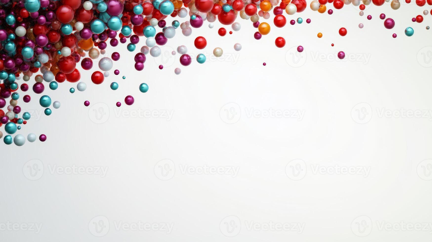A white background with a red and blue line. There are many colorful balls in the background. The balls are scattered all over the background photo