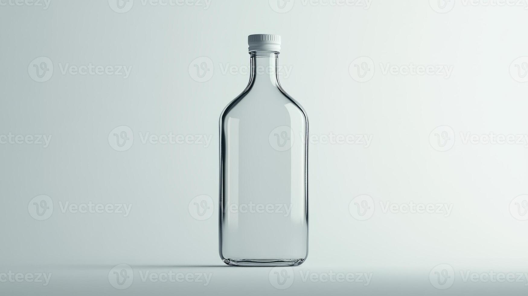 A clear bottle with a white cap. The bottle is empty photo