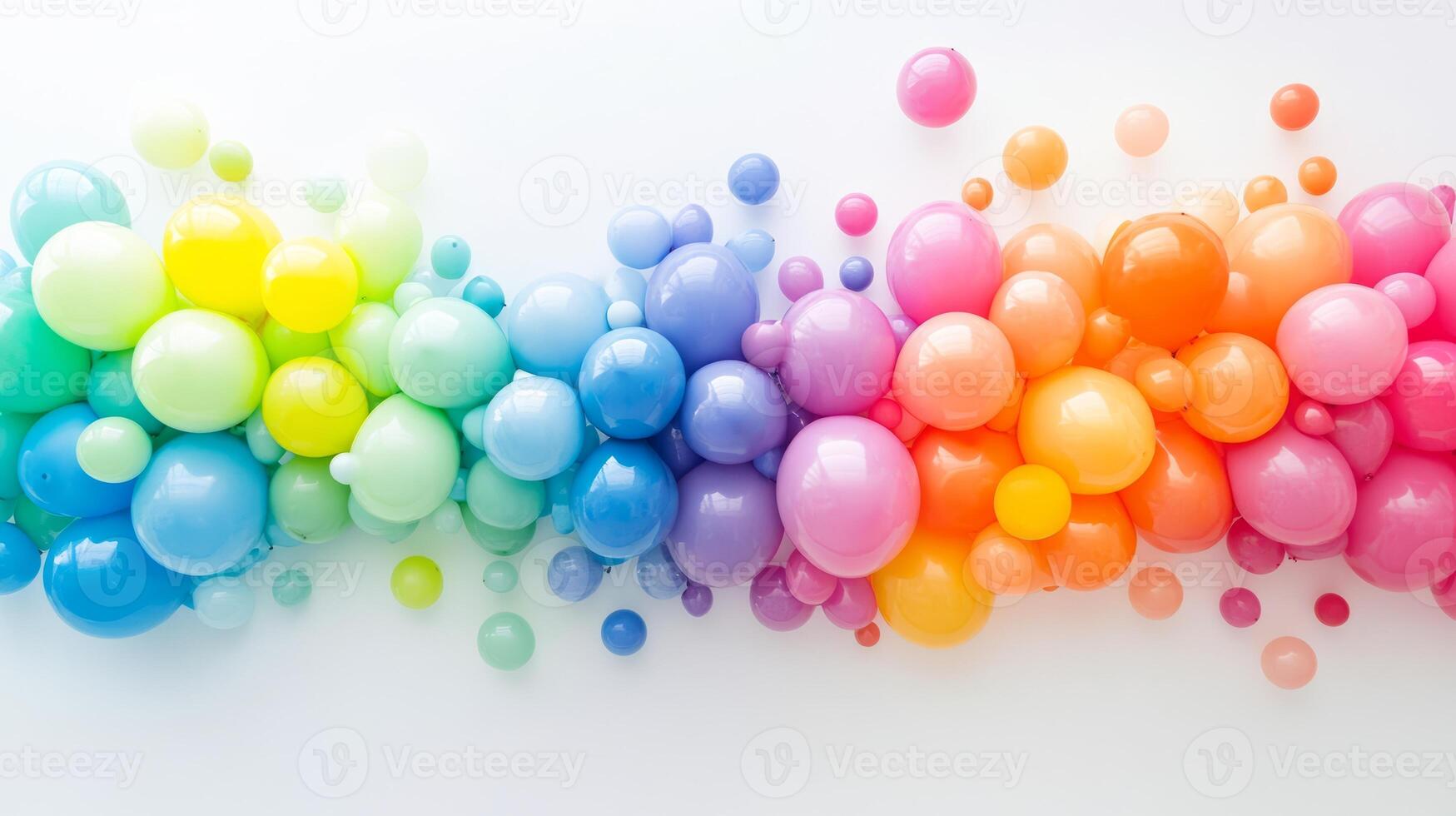 A vibrant array of multicolored spheres on a white background, perfect for creative and artistic projects. photo