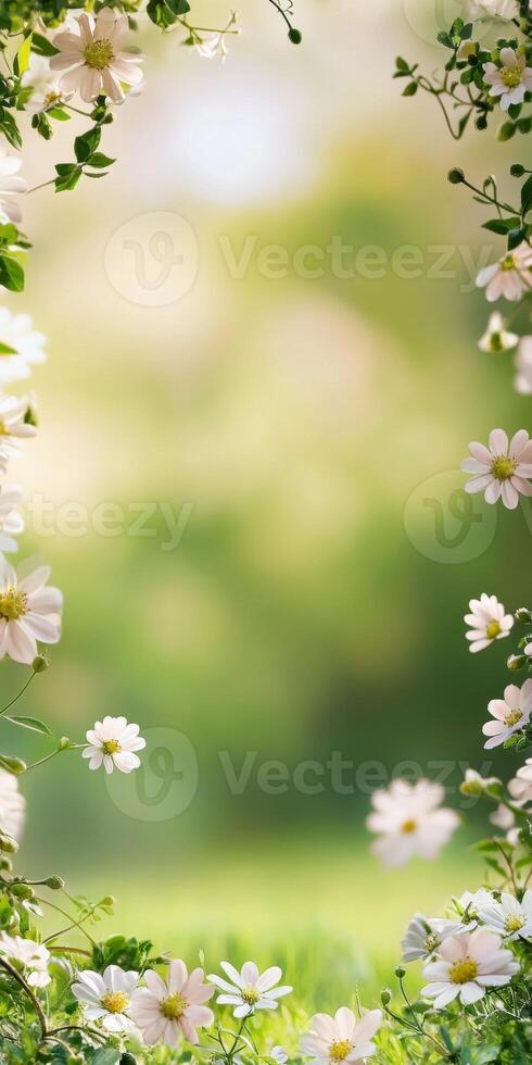 Delicate Spring Flowers in a Lush Garden photo