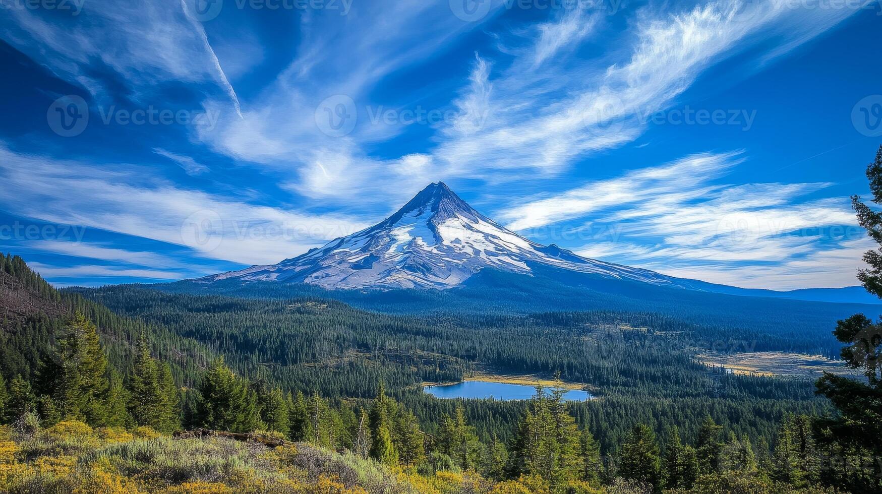 Majestic Mountain Scenery with a Serene Lake photo