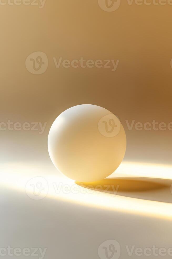 A simple and elegant image of a white sphere casting a shadow on a gradient beige background, showcasing minimalist design. photo