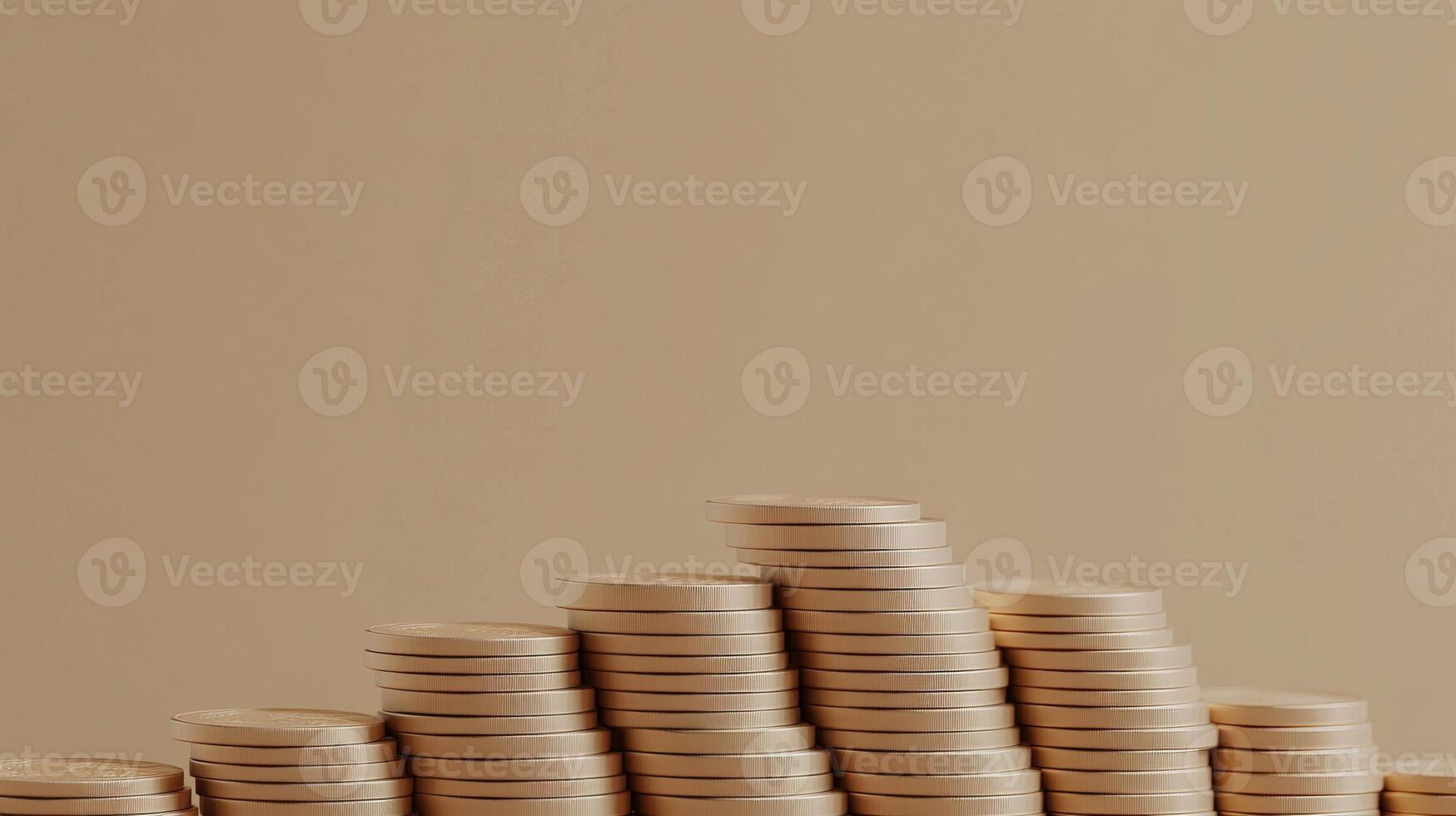 Arranged Stacks of Coins Representing Financial Growth and Wealth Accumulation photo
