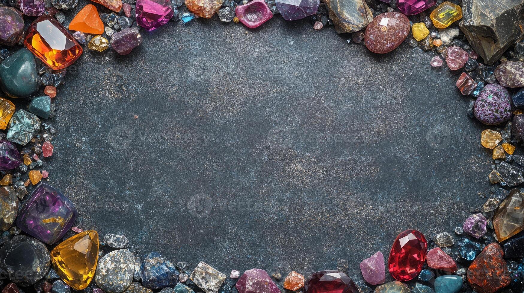 A large collection of colorful gems and stones. Some are red, some are blue, and some are green photo