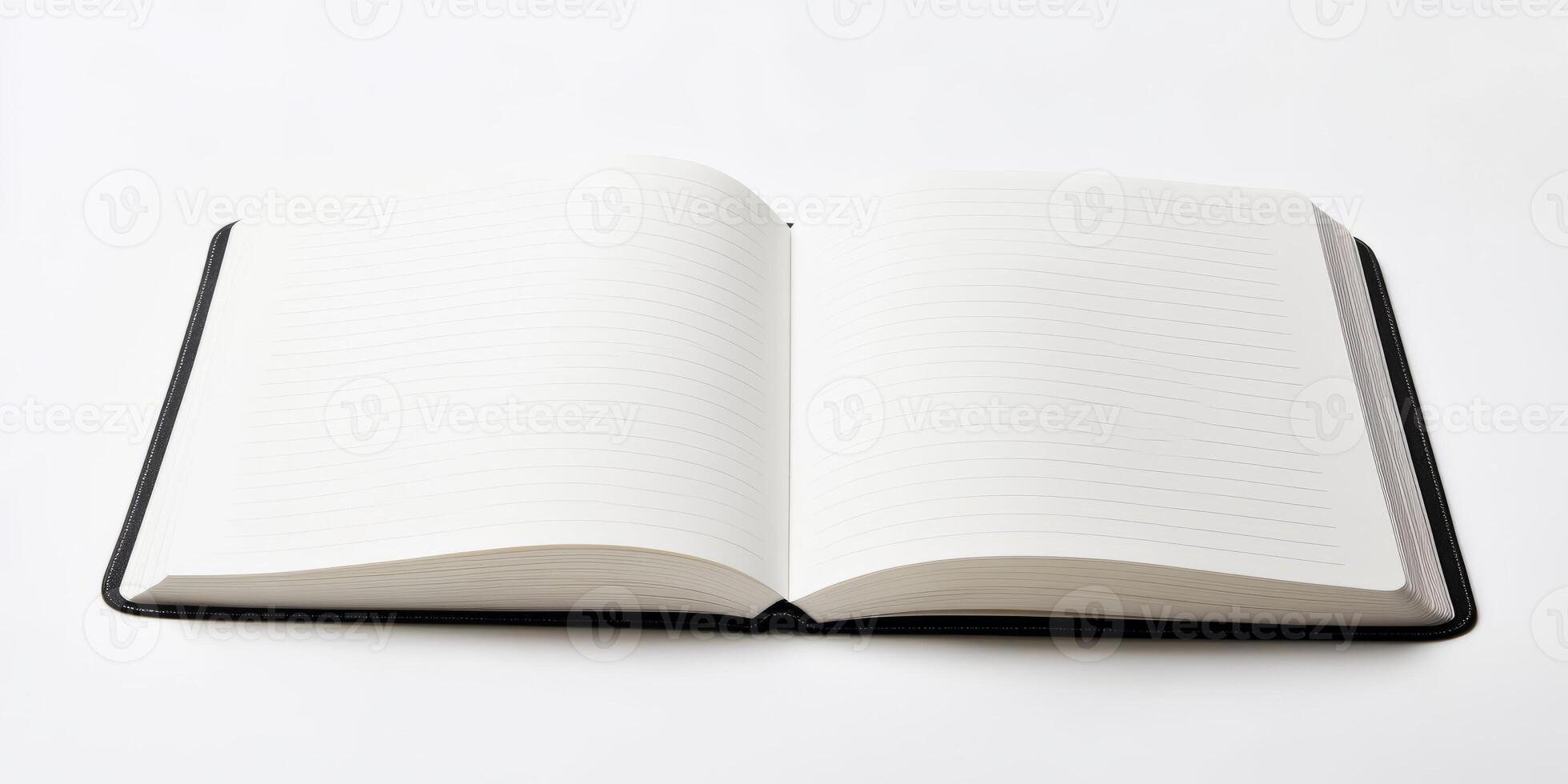 Open blank notebook with lined pages, perfect for writing, journaling, or sketching in a minimalist setting. photo