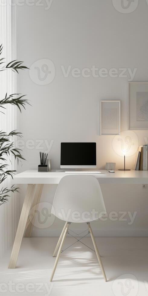 Elegant Minimalist Workspace Design for a Productive and Inspiring Home Office photo