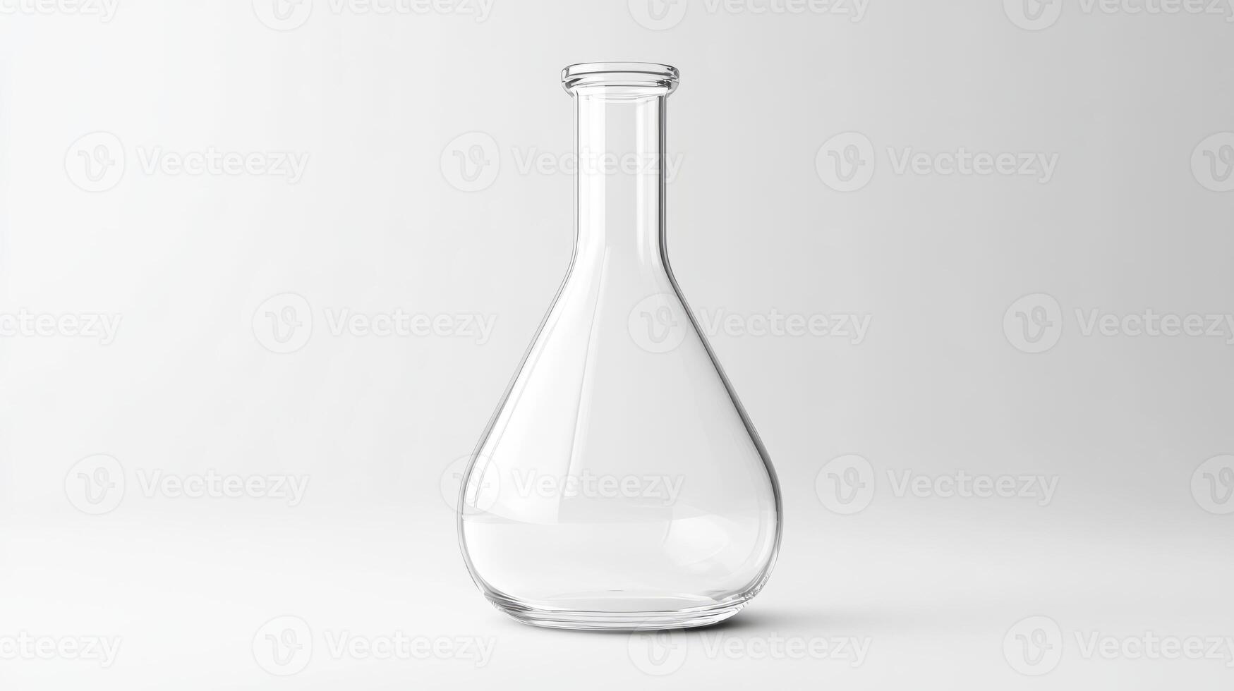 High-quality image of a transparent glass laboratory flask, ideal for science, research, and educational purposes. photo