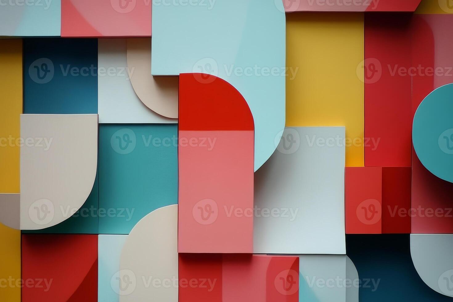 This image showcases a vibrant array of abstract geometric shapes in various colors, ideal for modern art concepts, backgrounds, and design inspiration. photo