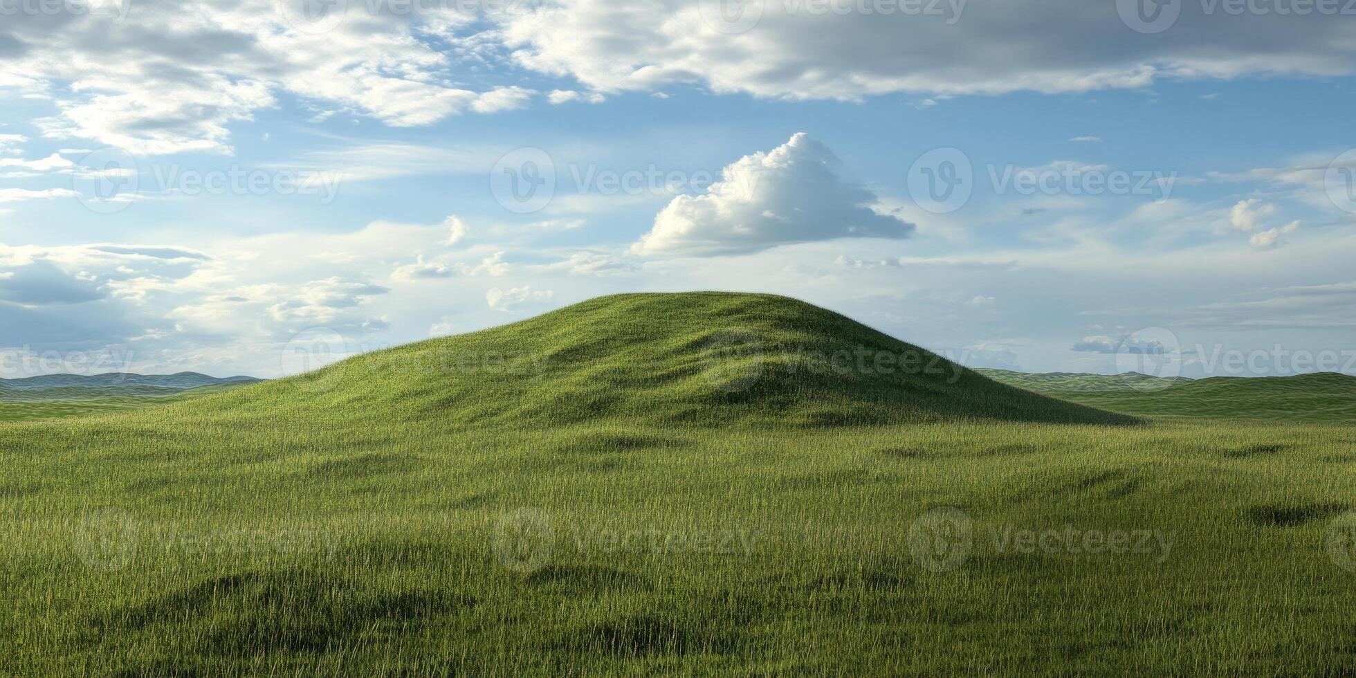 Vast Green Hills Under a Cloudy Sky photo