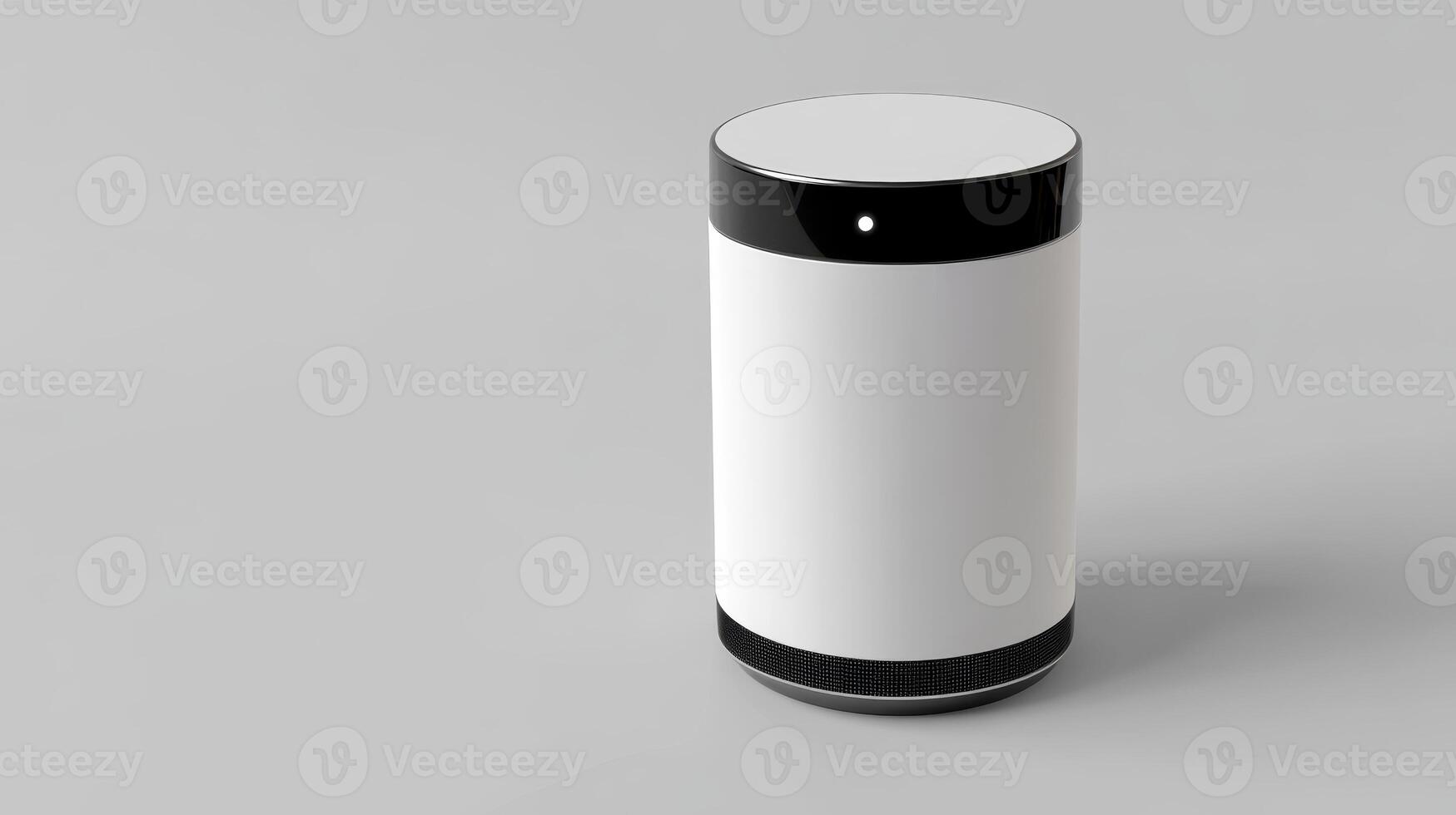 Modern Smart Speaker with Minimalist Design on Grey Background photo