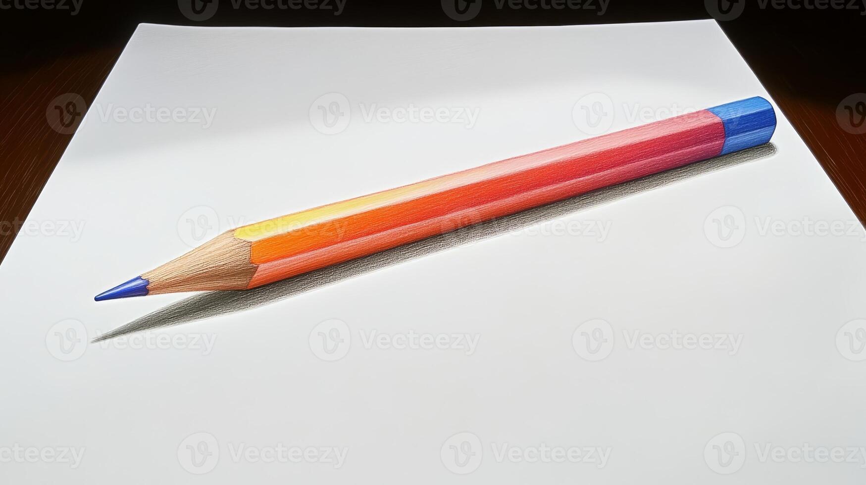 A pencil is drawn on a white sheet of paper photo