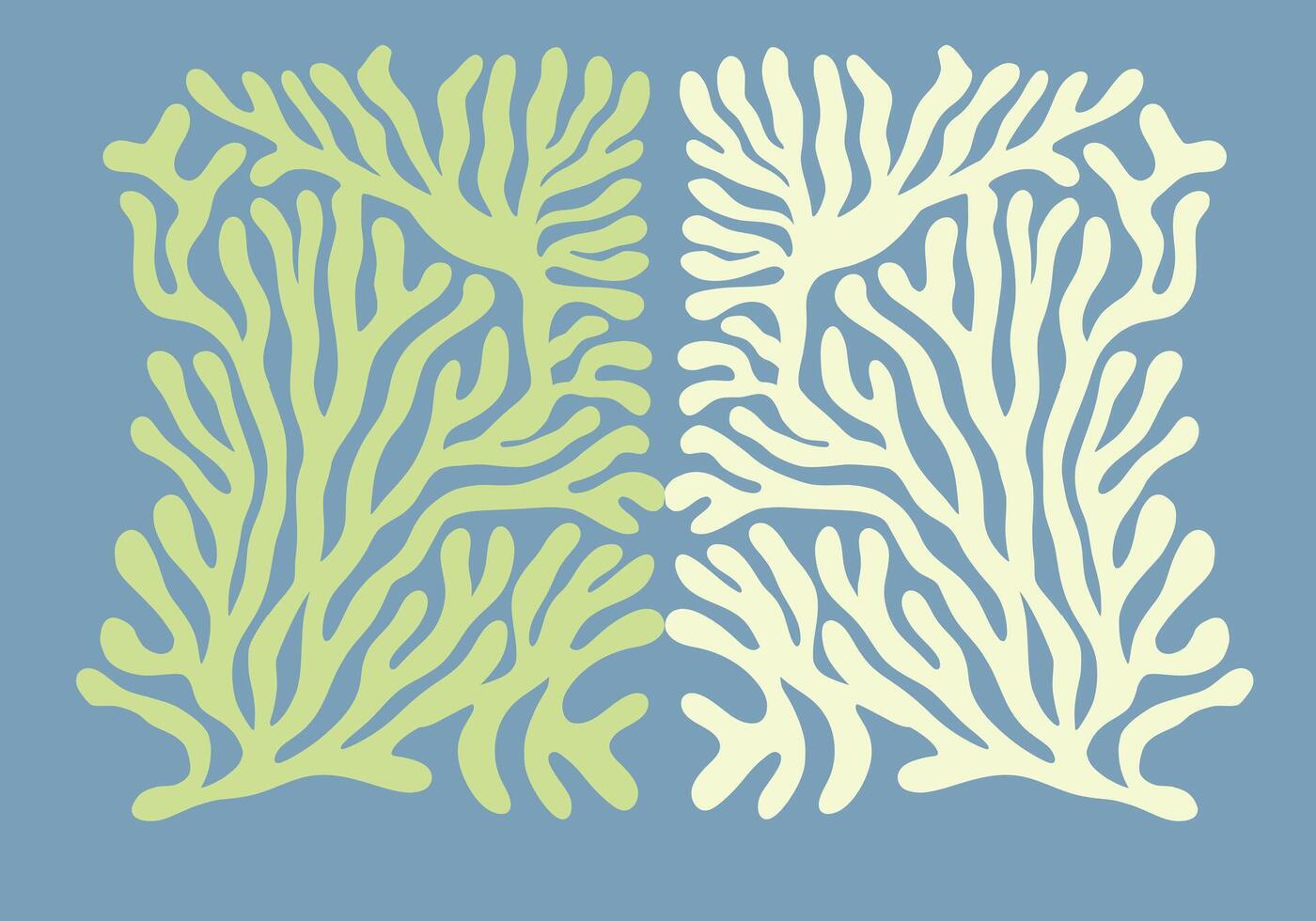 Coral reef artwork retro clip art illustration wall print art poster editable vector