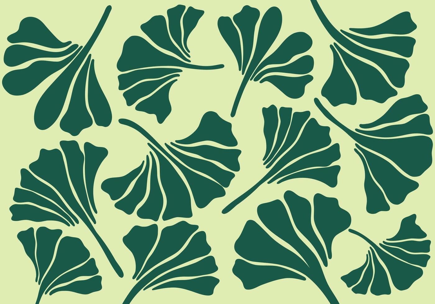Ginkgo biloba green leaf herbal plant pattern background layout fabric textile motif design packaging print art editable vector