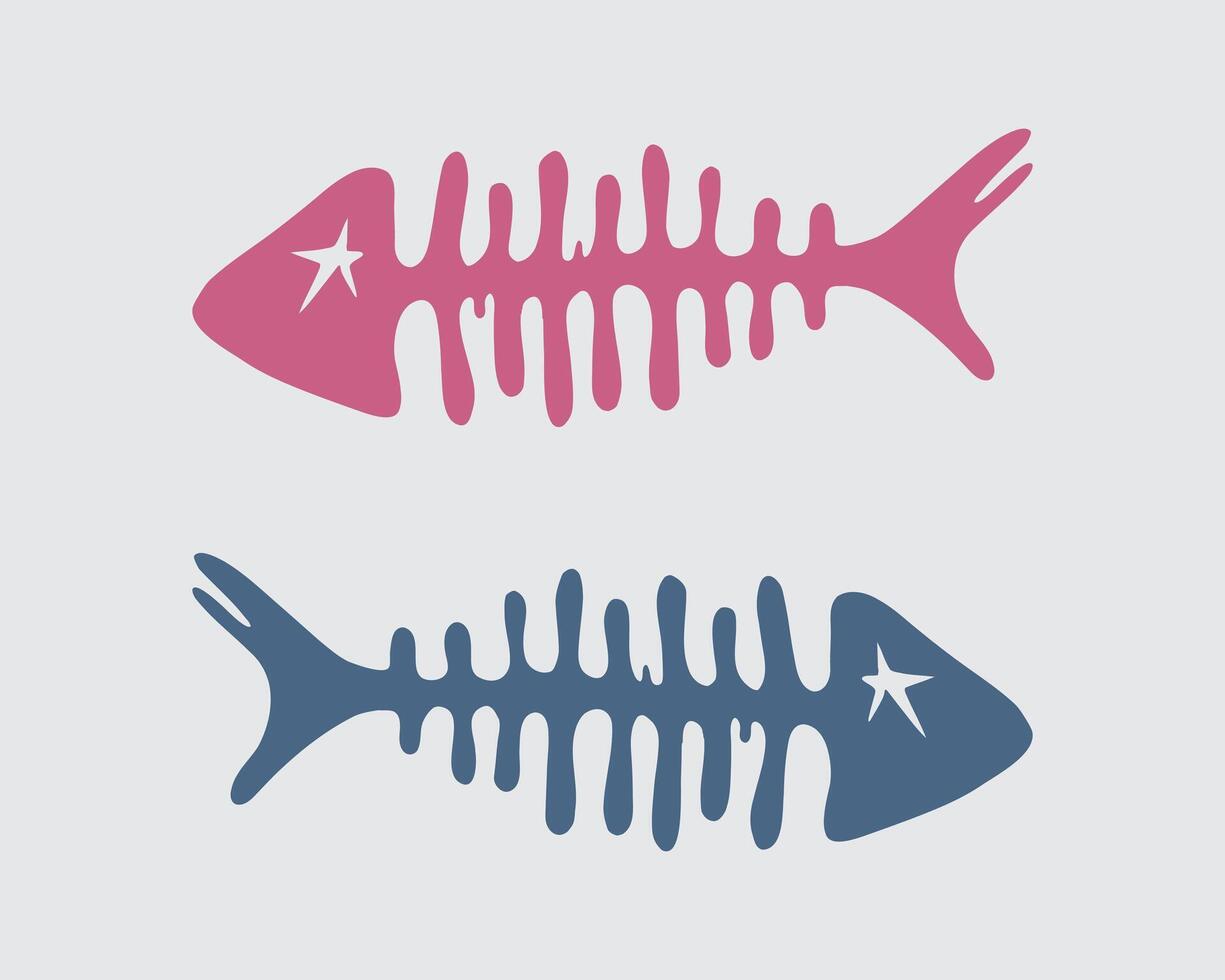 Fish spines clip art illustration template element sticker print art editable vector