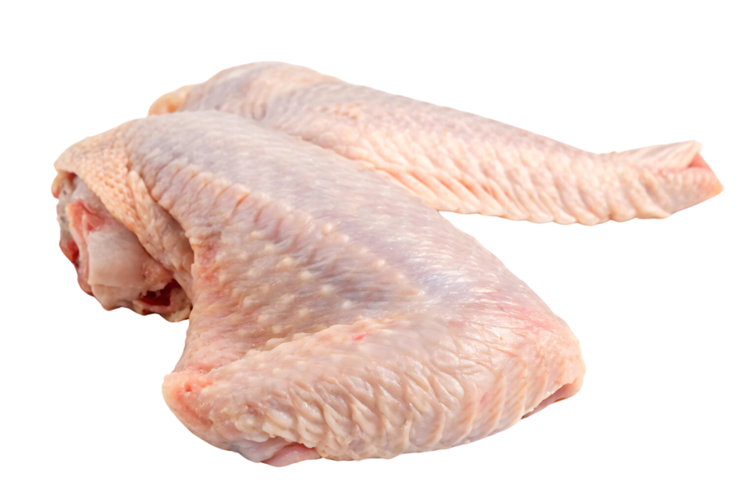 Raw chicken wings with visible skin texture and fresh pinkish tones, representing high-quality poultry ready for versatile culinary preparations png
