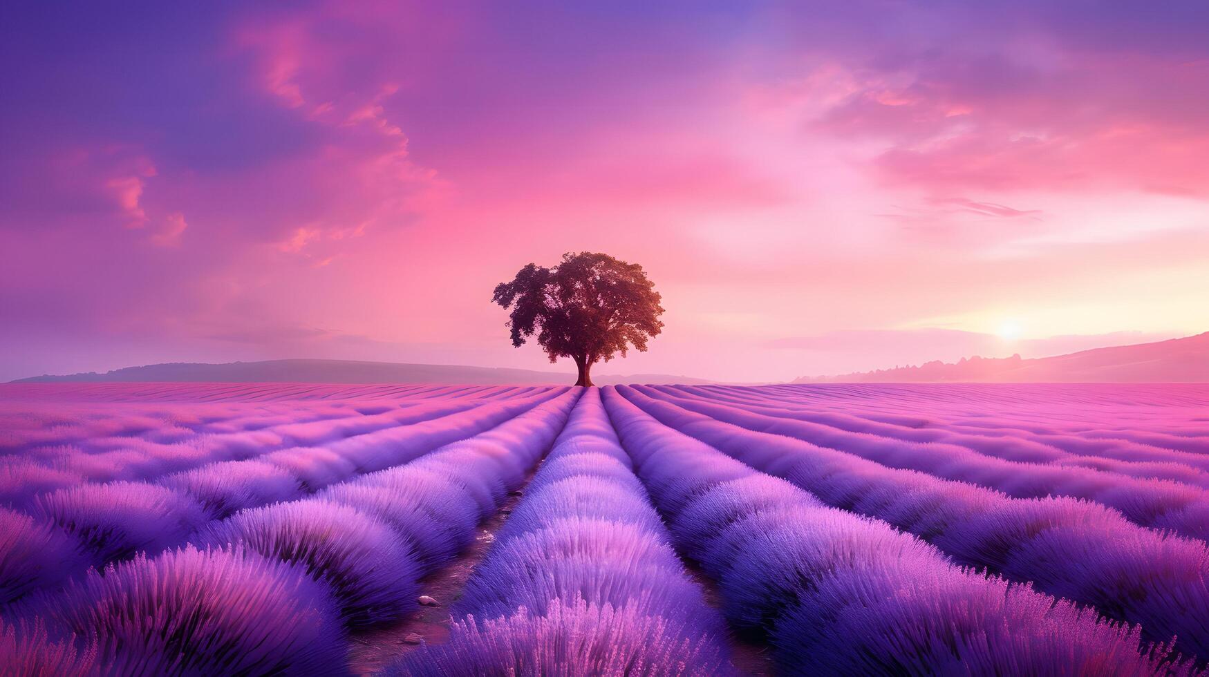 Lavender field serenity violet to soft lilac gradient provence nature photography scenic landscape wide-angle background photo