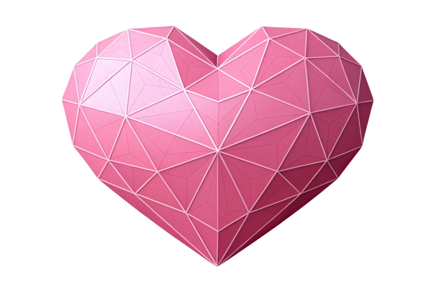 A pink heart design with slightly softer lighting, showcasing geometric precision and a smooth texture, symbolizing elegance png