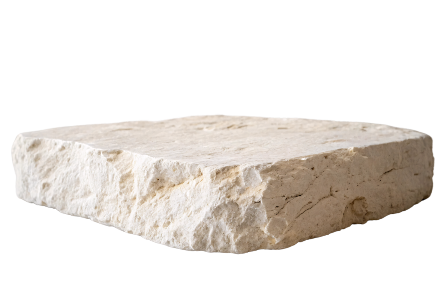A rectangular stone slab with rough edges and a smooth top surface, showcasing its natural beige texture png
