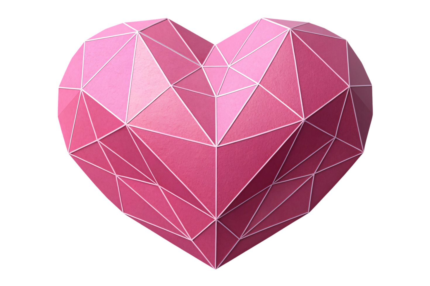 A pink polygonal heart design with sharp geometric lines, blending modern art and classic symbolism of love and affection png