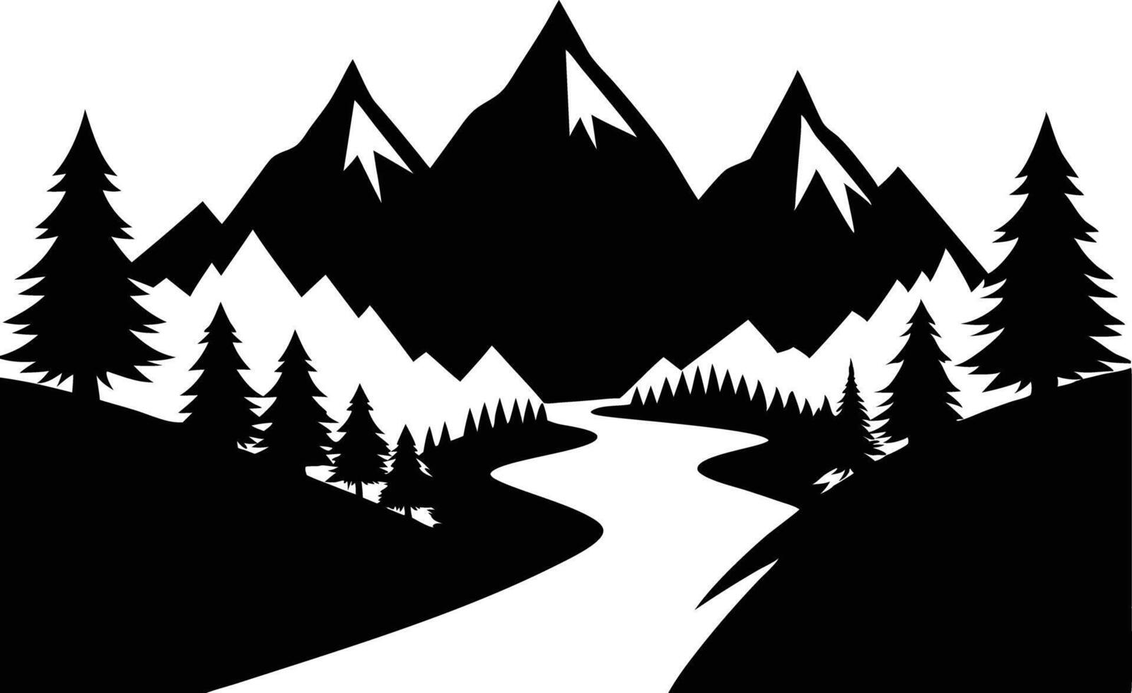 Timeless Mountain River Illustration vector