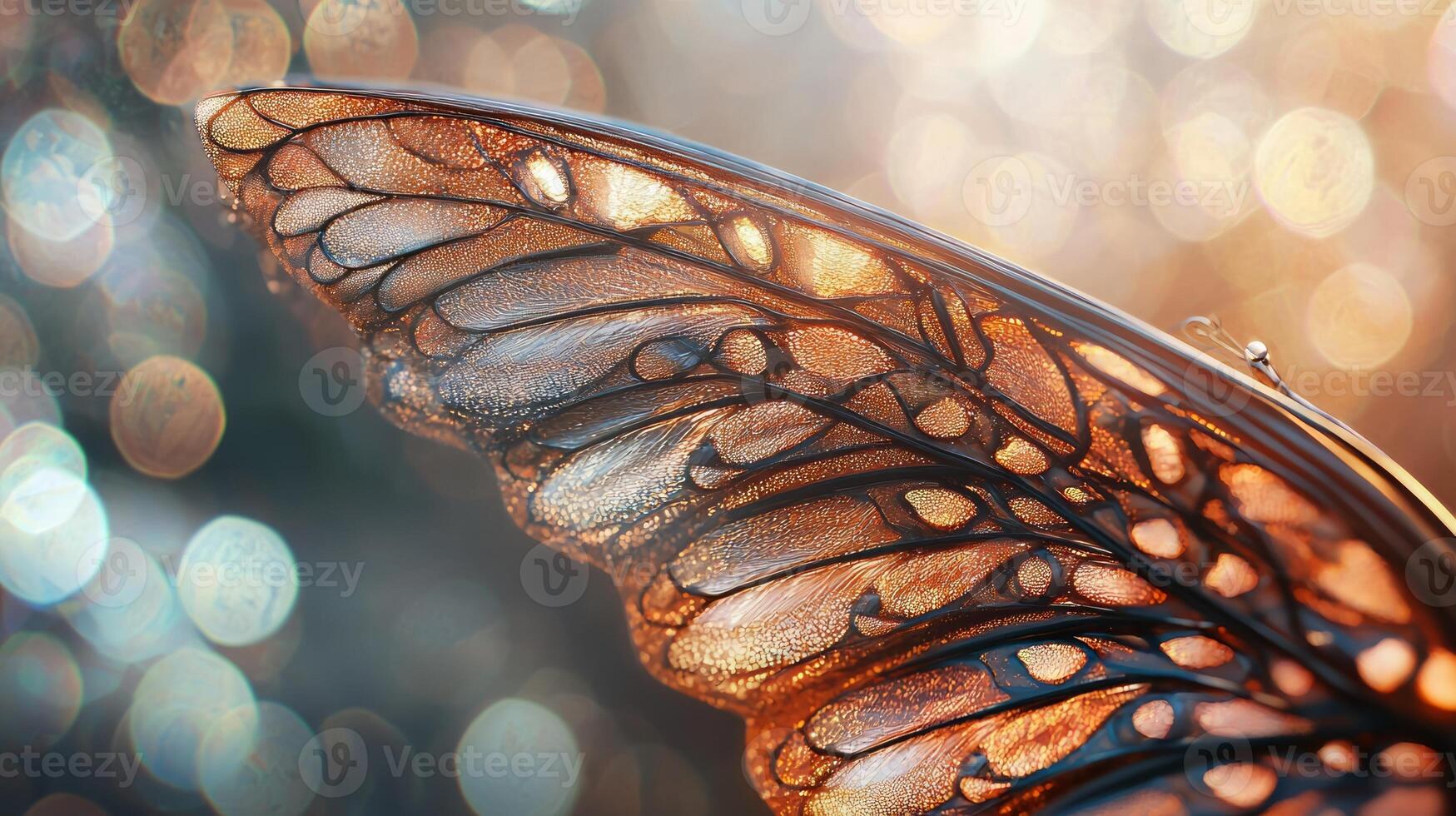 A close up of a butterfly wing with a bokeh effect photo