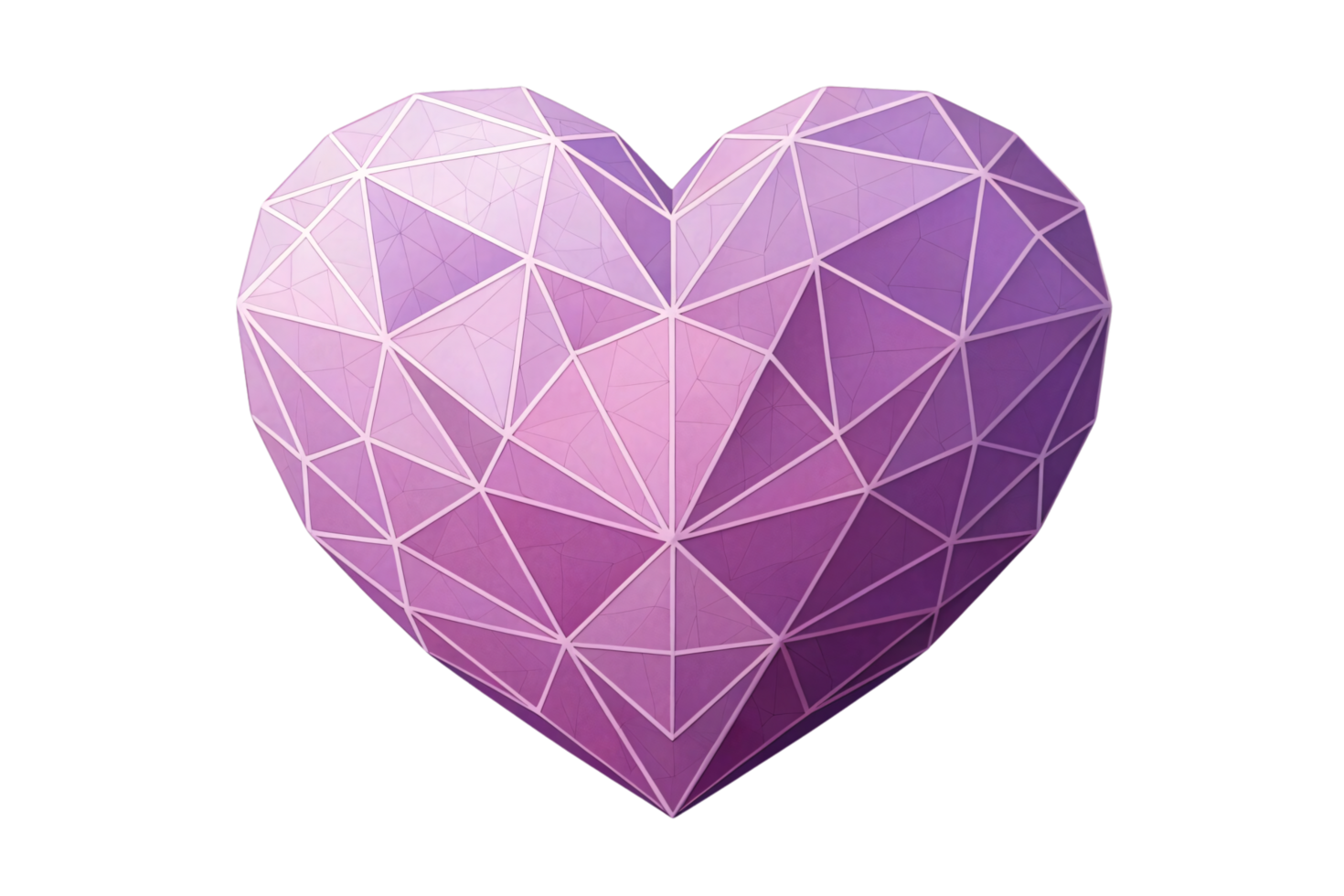 A lilac heart with white geometric outlines, emphasizing angular precision and balance, blending modern aesthetic and romantic symbolism png