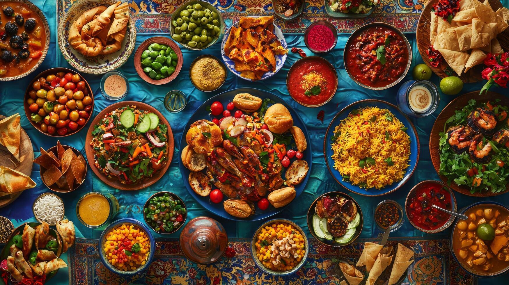 A large table with many different types of food photo