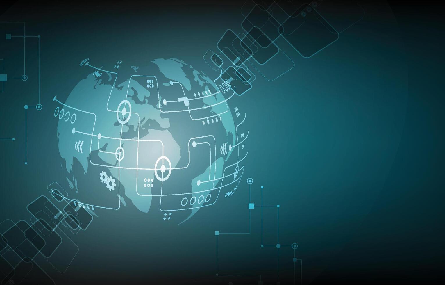 global technology background.cyber network communication concept vector