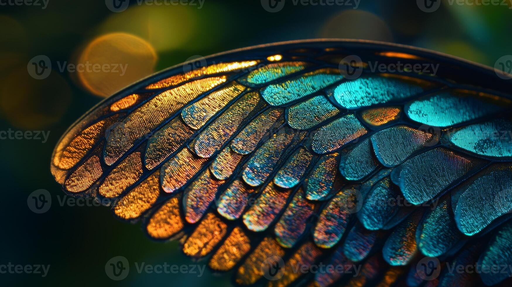 A close up of a butterfly wing with colorful wings photo