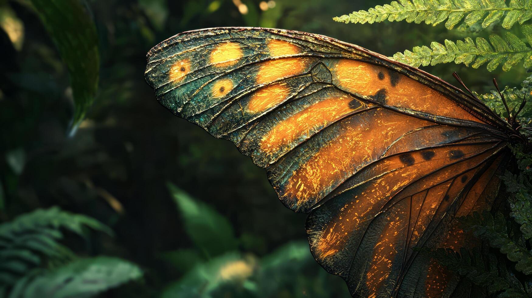 A butterfly is sitting on a leaf in the jungle photo