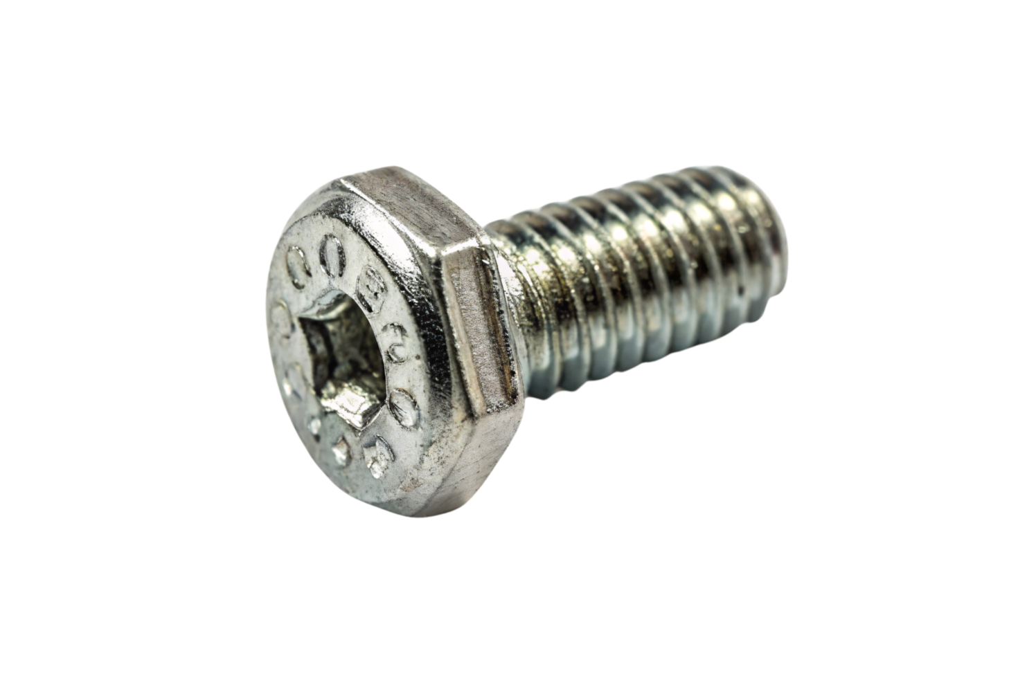 A steel hex bolt with a distinctive inner groove, compact design, and rugged threading for precision fittings in various machinery png