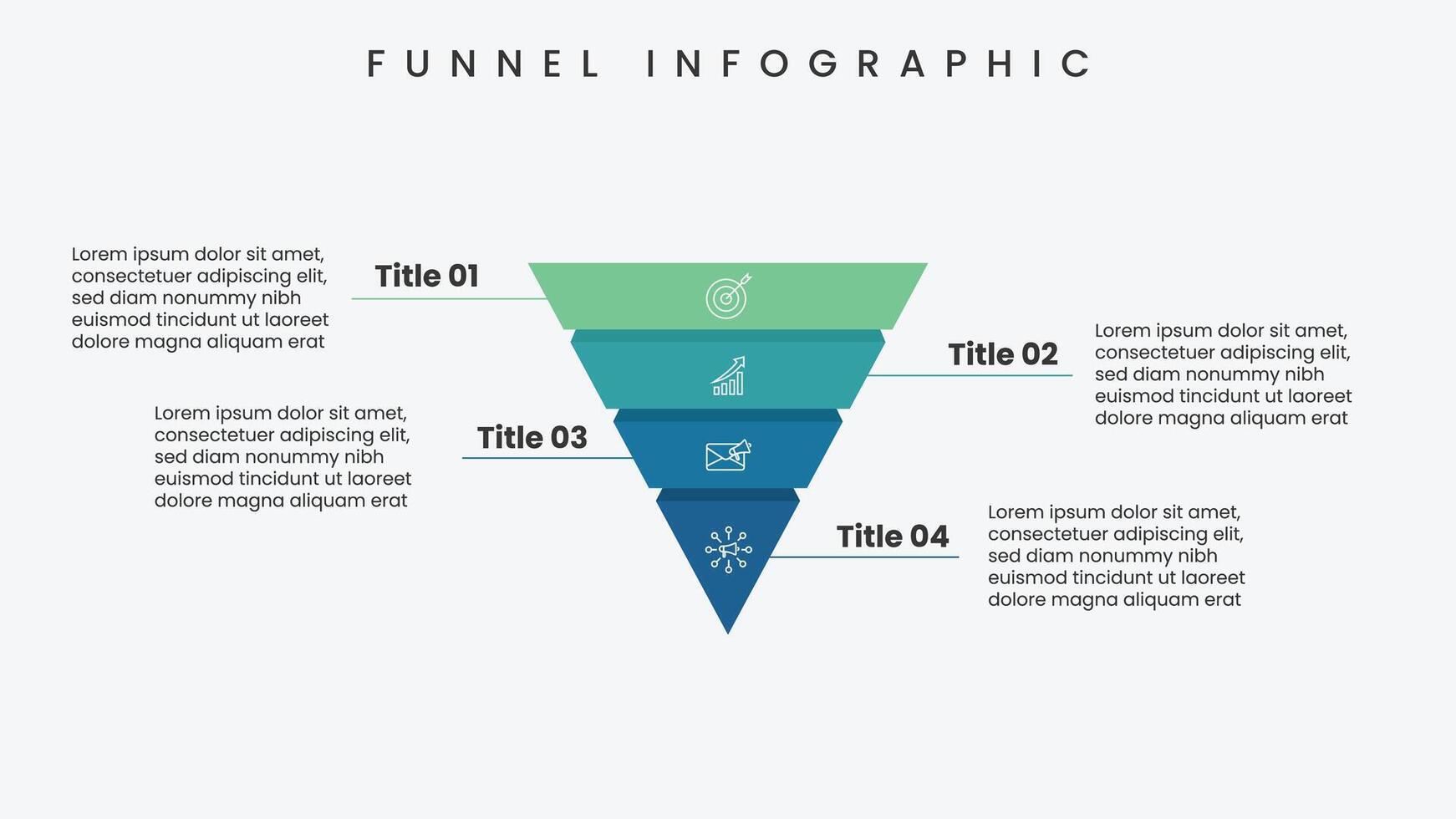 Funnel infographic template with 4 options and icon vector