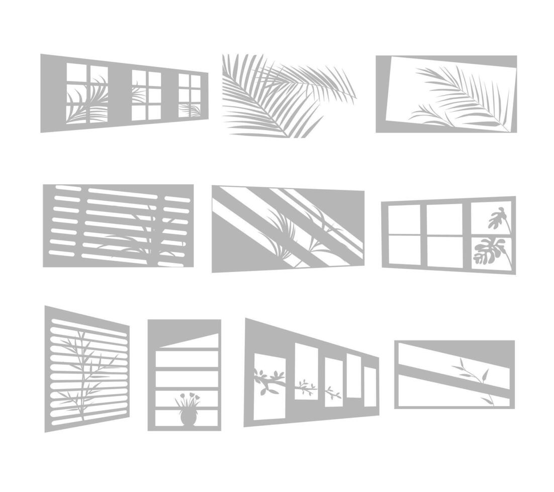 A calming collection of nature-inspired shadow backgrounds, for minimalist designs, social media templates, wallpapers, and eco-themed projects vector